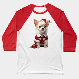 Cute Baby Chihuahua Santa Baseball T-Shirt